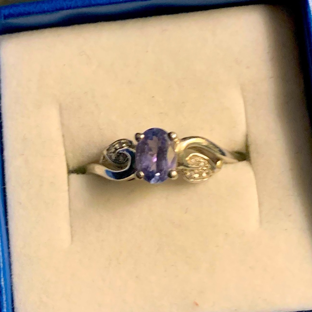 Genuine tanzanite sterling silver ring